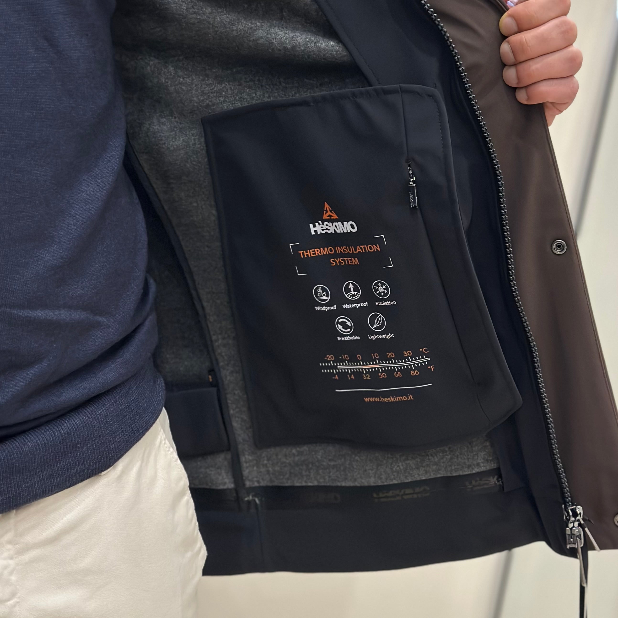 HESKIMO Giubbotto tecnico foderato in lana - Moro - Marcello Fontana Shop