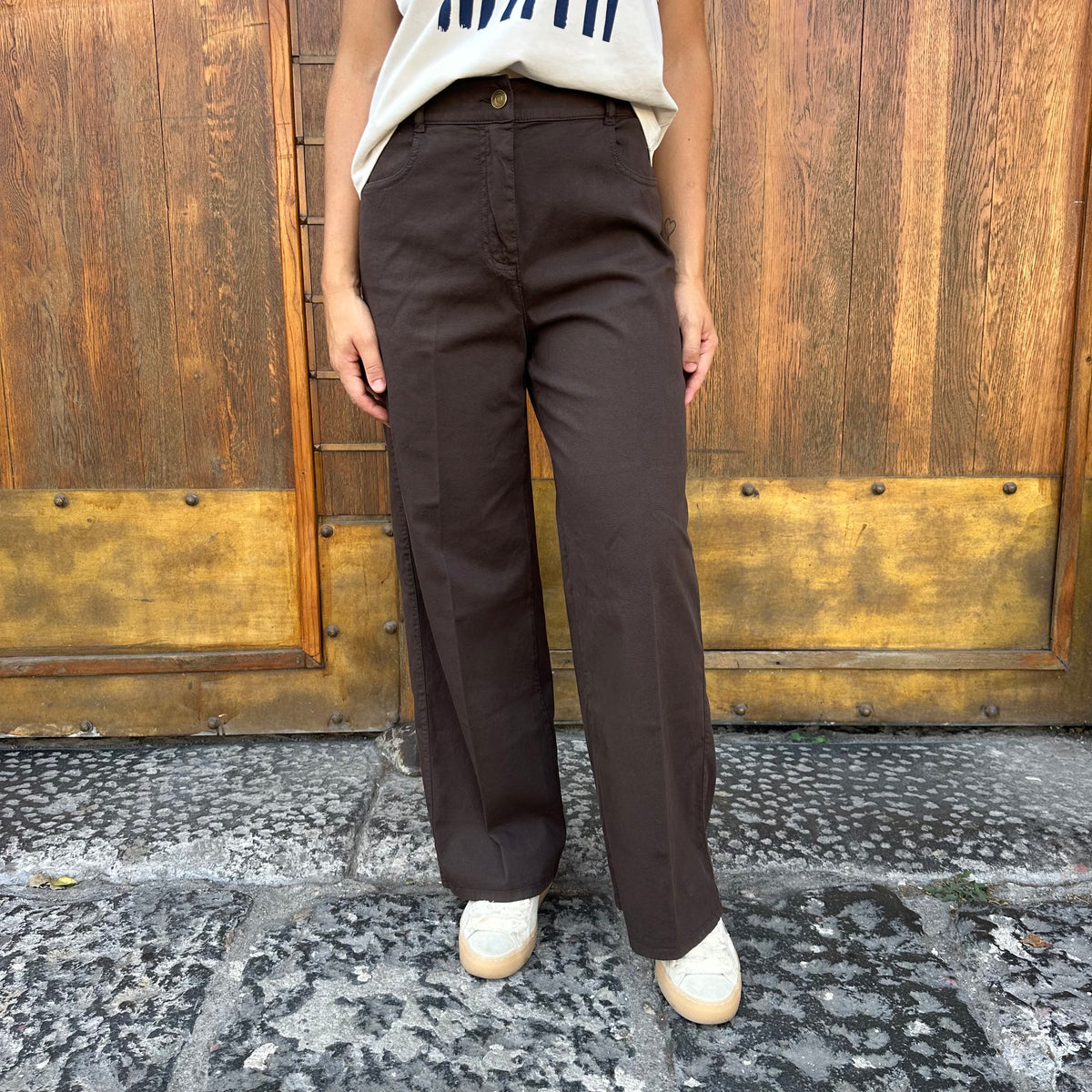 PENNYBLACK  Pantaloni ampi in cotone pique' - Moro - PBBMAGIA
