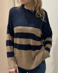 MAGLIA VAREA IN MISTO LANA BLU/BEIGE  - H2O