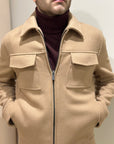 FW25 MANUEL RITZ GIUBBINO PANNO IN MISTO LANA BEIGE