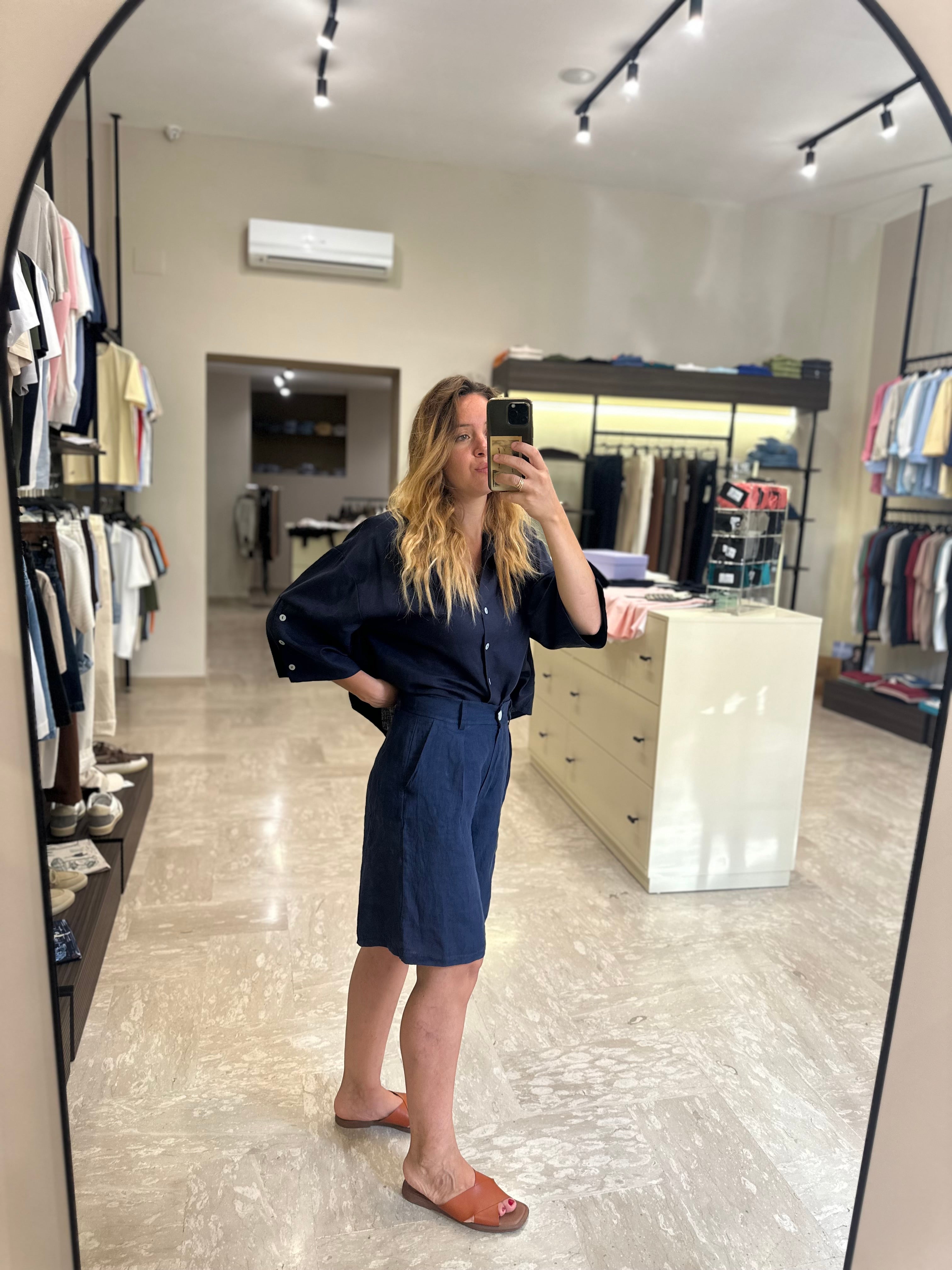 SAIPH SHORTS IN LINO BLU - COD.95268