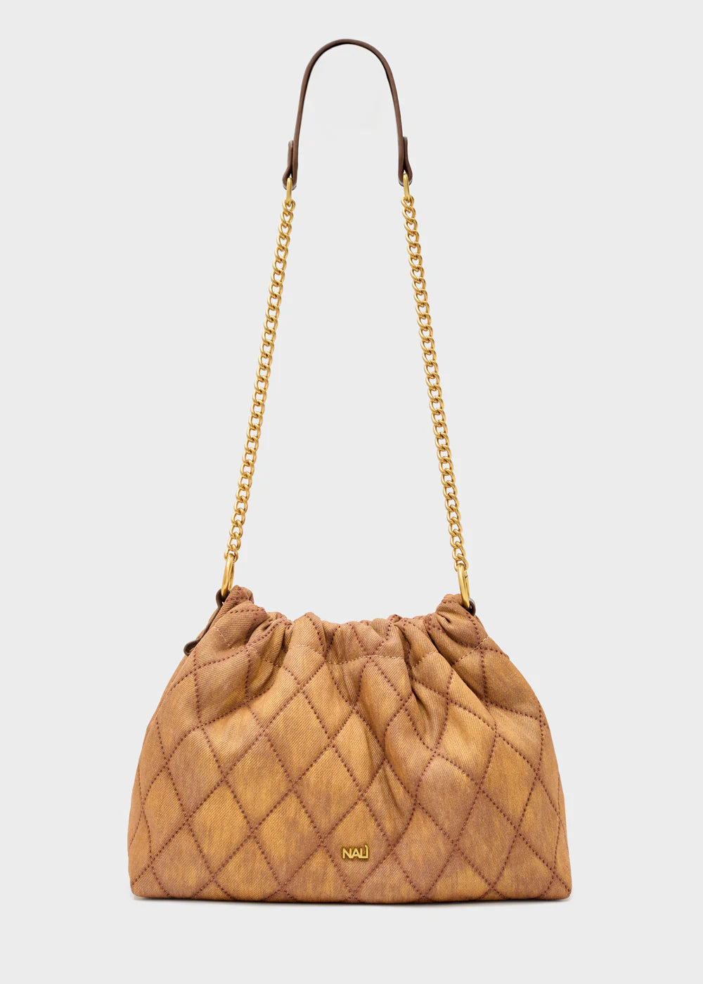 BORSA DEMI SHOULDER A SPALLA DENIM MARRONE - NALI' - Marcello Fontana Shop