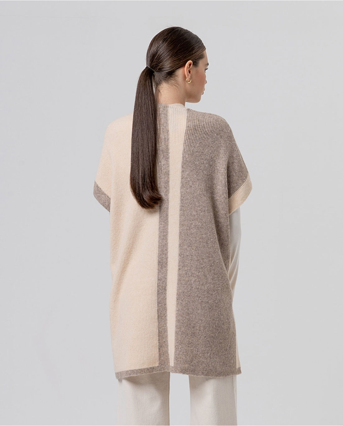 Poncho in maglia color block Beige - cod. 36POKI831_05 - SURKANA