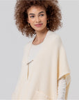 Poncho in maglia a coste con collo scialle Crudo - cod. 36PORI831_02 - SURKANA