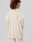 Poncho in maglia a coste con collo scialle Crudo - cod. 36PORI831_02 - SURKANA