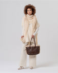 Poncho in maglia a coste con collo scialle Crudo - cod. 36PORI831_02 - SURKANA
