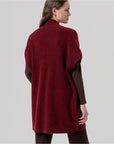 Poncho in maglia a coste con collo scialle Bordeaux - cod. 36PORI831_41 - SURKANA
