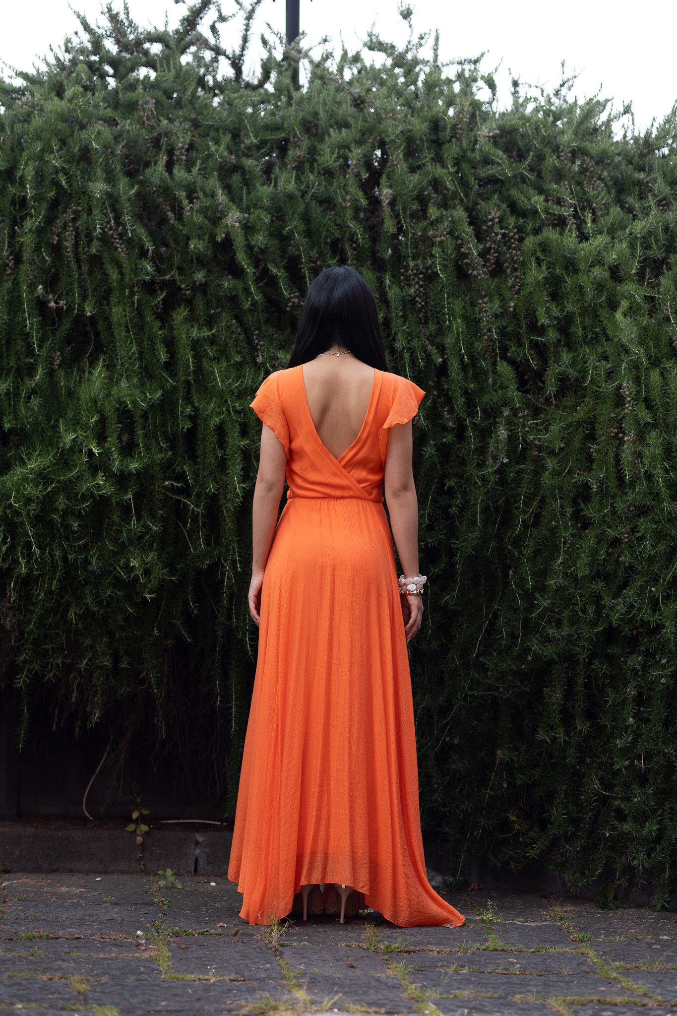 RELISH LONG AZURRINA DRESS COLOR ORANGE 