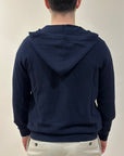 FILO & TELA MAGLIA FELPA FULL ZIP CON CAPPUCCIO NAVY