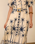 MEISIE ABITO MIDI CON STAMPA PALME BLU - COD.M125V08PEN