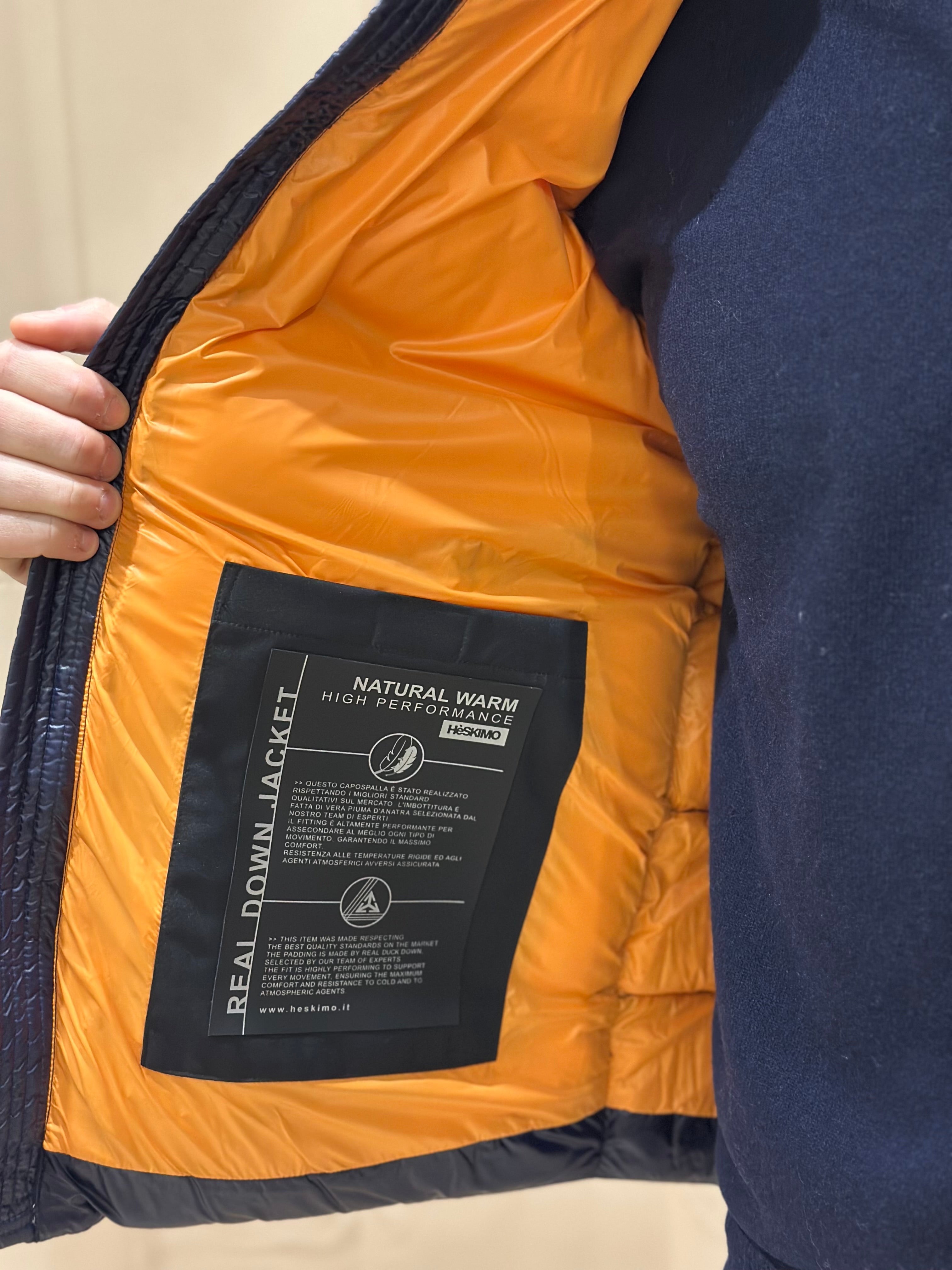 HESKIMO piumino real down con cappuccio rimovibile - blu