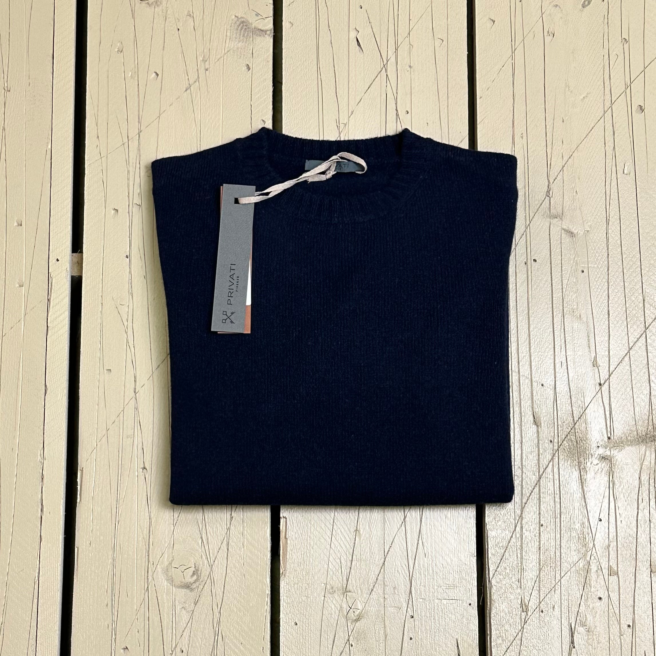 Privati Firenze Girocollo in Cashmere rasato - Navy - Marcello Fontana Shop