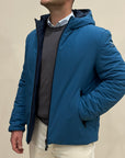 SUNS Giubbotto uomo Delhi midi reversibile con cappuccio - PETROL/DARK BLUE_S