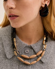 COLLANA DUE FILI IN LEGNO BEIGE/NERO - NALI'