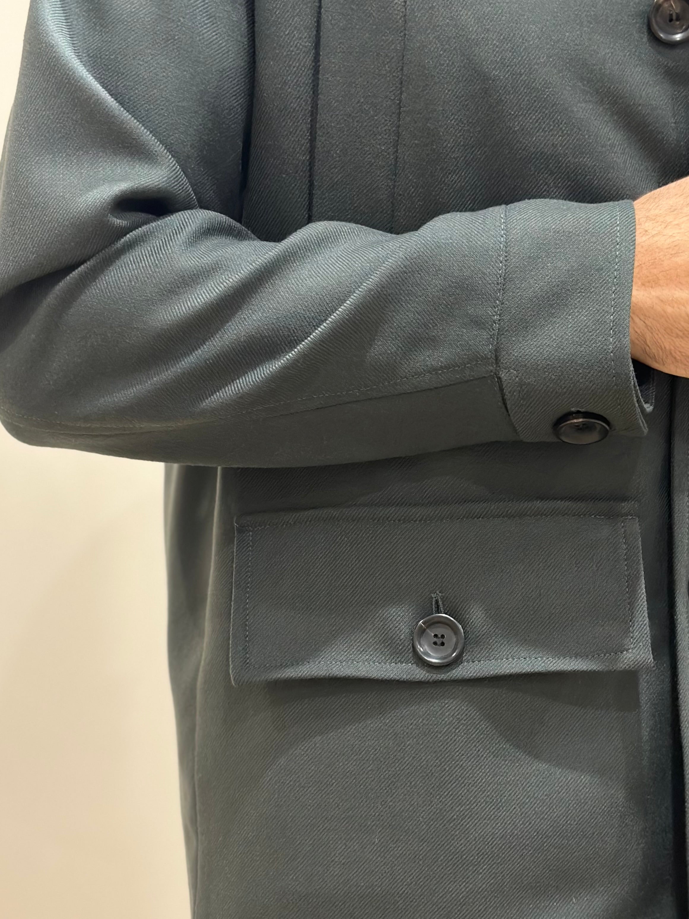 OVER SHIRT IN MISTO LANA ARMY - OUTFIT ITALY