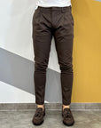 ENTRE AMIS PANTALONE TASCA AMERICA CON PINCES CORTO - DARK BROWN