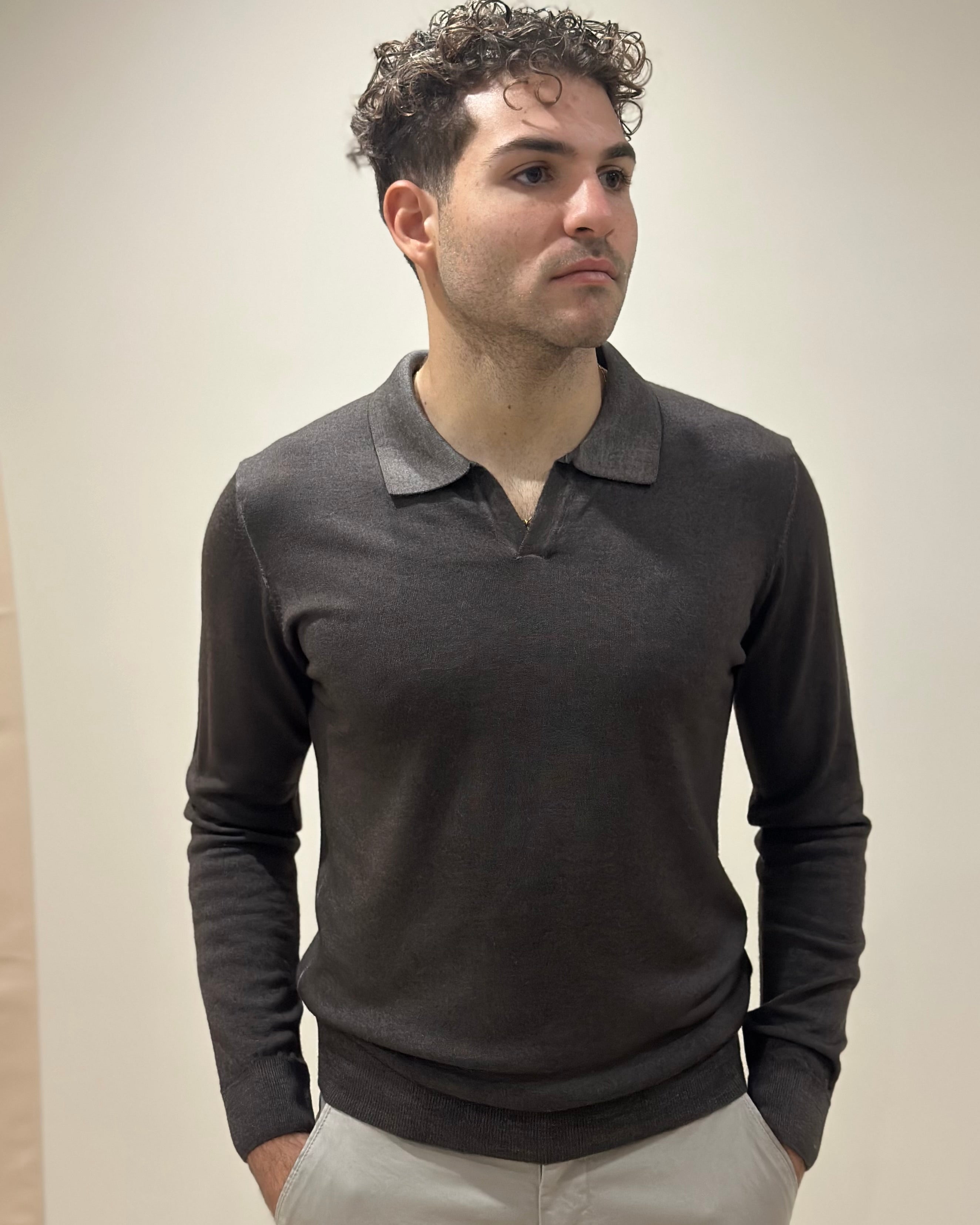 Polo in Lana Merino Tinta Acidata Moro - Privati Firenze - Marcello Fontana Shop