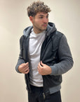 FW25 BOB COMPANY GIUBBOTTO ECO PELLE CON DETTAGLI MAGLIA - NERO