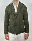 Outfit Cardigan Giacca in misto lana con trama treccia - Army