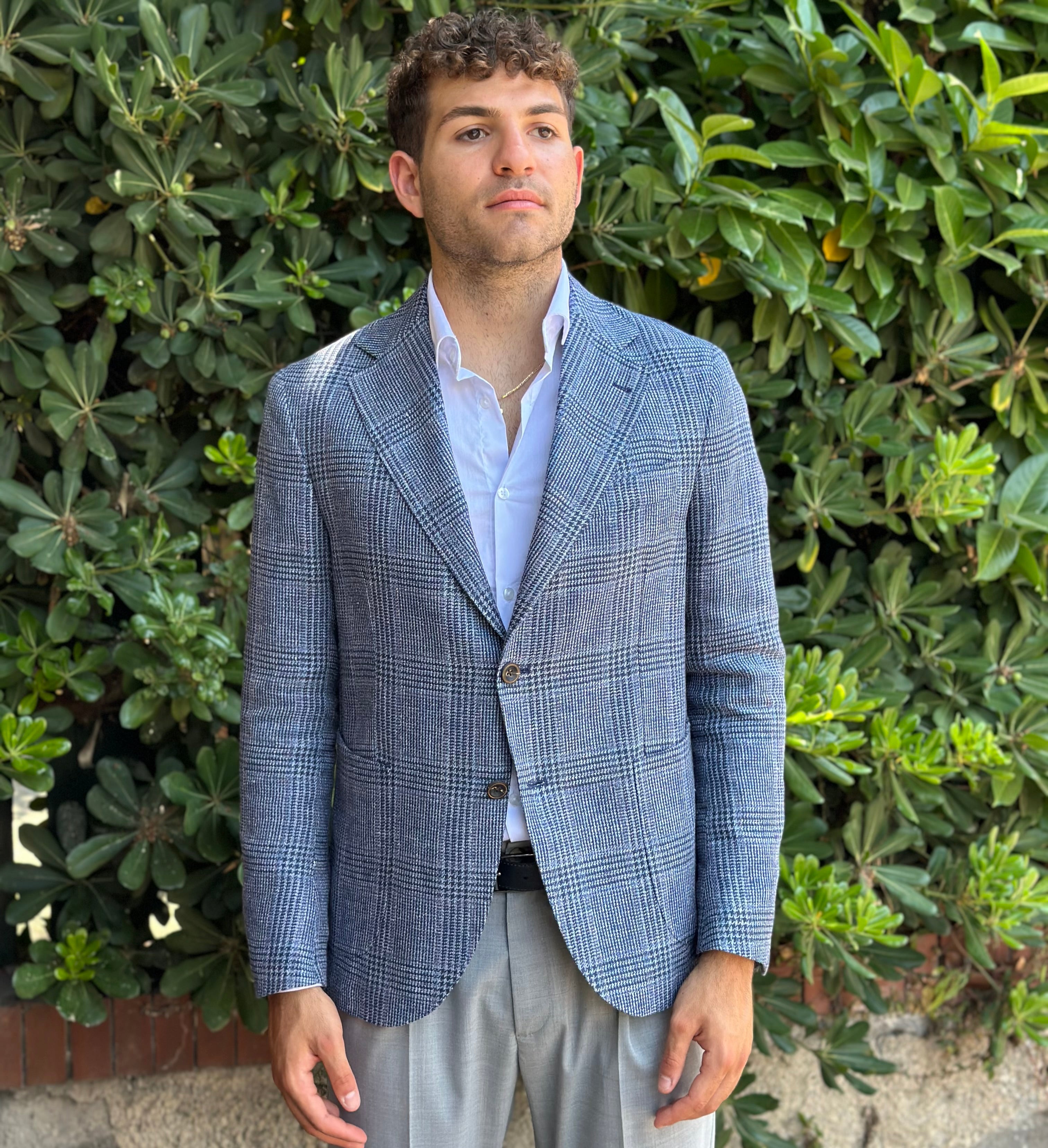 GIACCA MONOPETTO TESSUTO VITALE BARBERIS - QUADRI BU - Marcello Fontana Shop