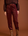 Pantaloni in velluto a coste plissettati cod. WM99P11MNE - Bordeaux - Meisie