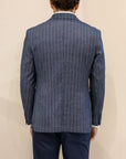 Manuel Ritz Giacca in misto Lino - Gessato Denim