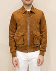 Bomber in Pelle Scamosciata – Cognac