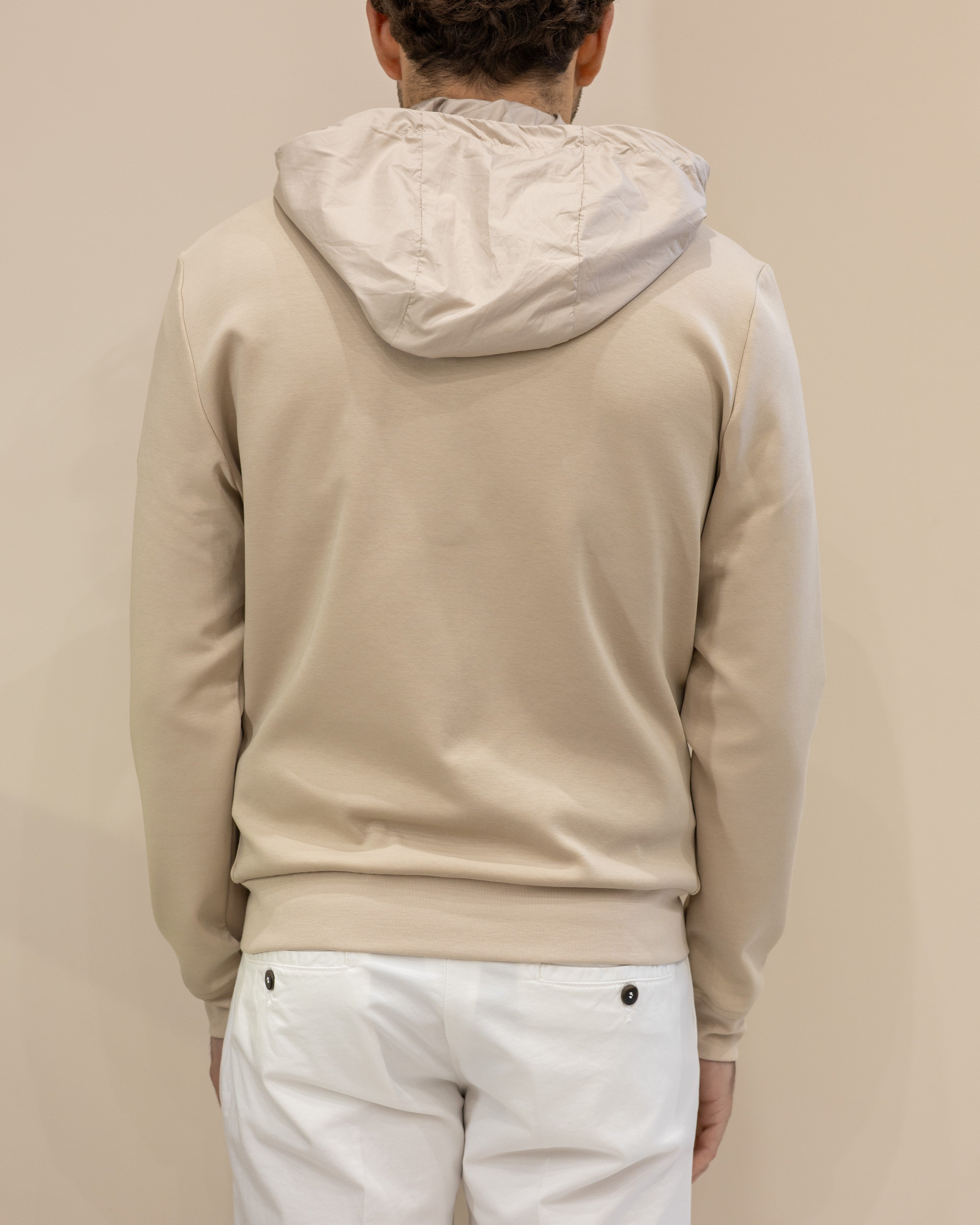 Heskimo Bomber in Jersey capp. staccabile - Beige