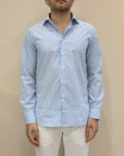 Camicia a Righe Larghe Bianco/Azzurro – 100% Cotone