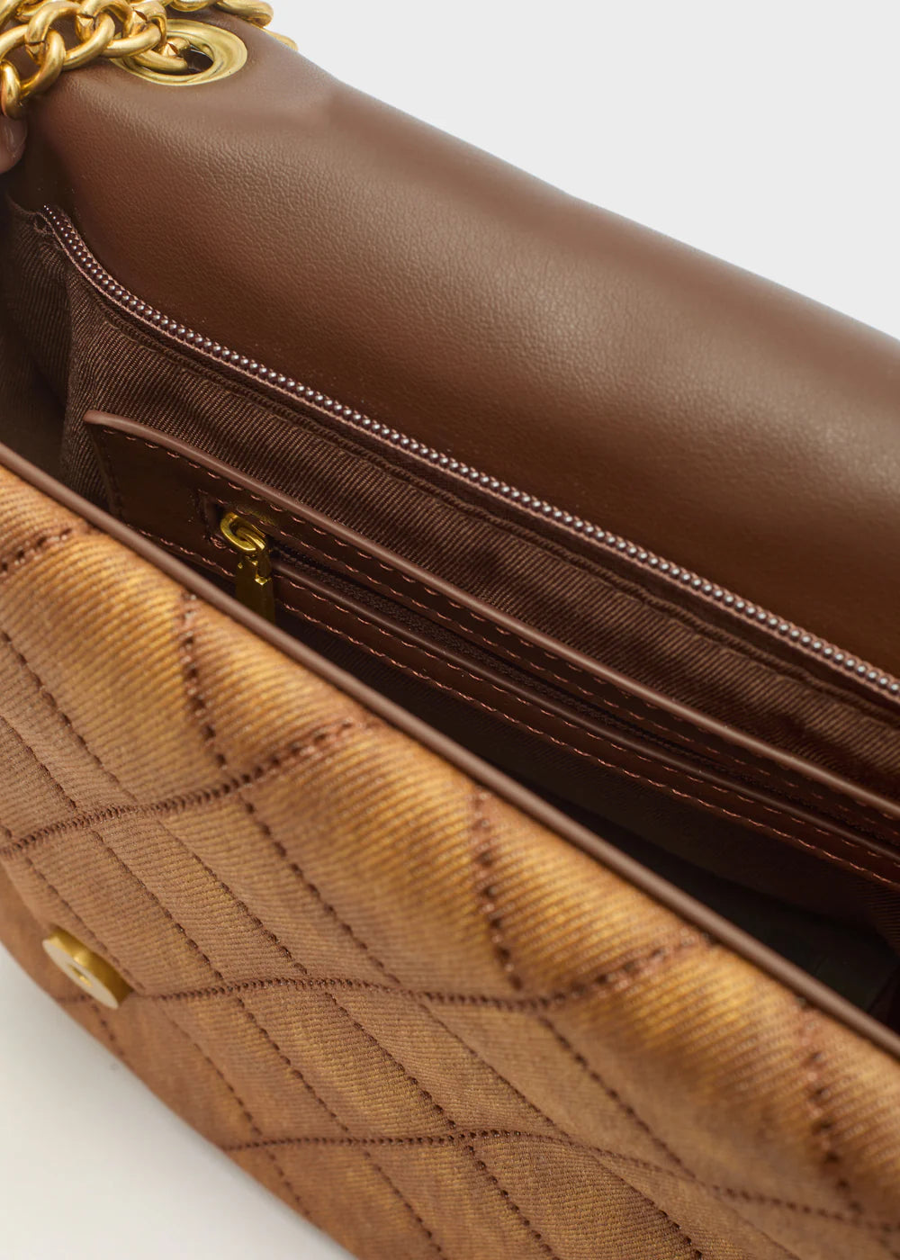 BORSA DEMI FLAP A SPALLA DENIM MARRONE - NALI' - Marcello Fontana Shop