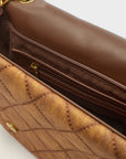 BORSA DEMI FLAP A SPALLA DENIM MARRONE - NALI' - Marcello Fontana Shop