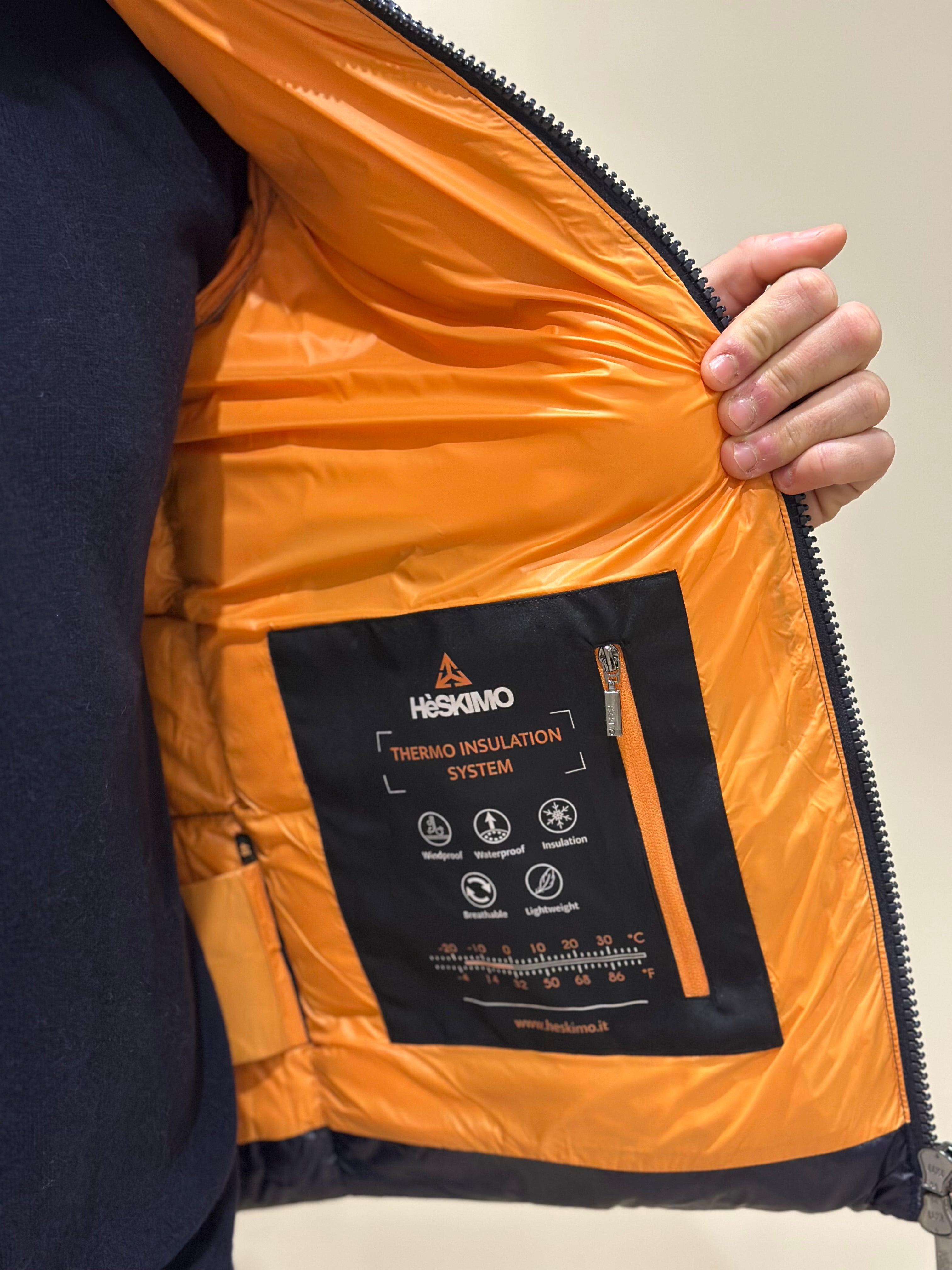 HESKIMO piumino real down con cappuccio rimovibile - blu