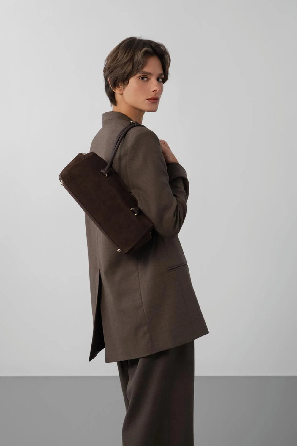 Borsa rettangolare - Svedese Cube Suède Marrone - LANCASTER