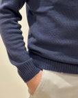 Girocollo 100% Cashmere Tinta Acidata Navy - Privati Firenze