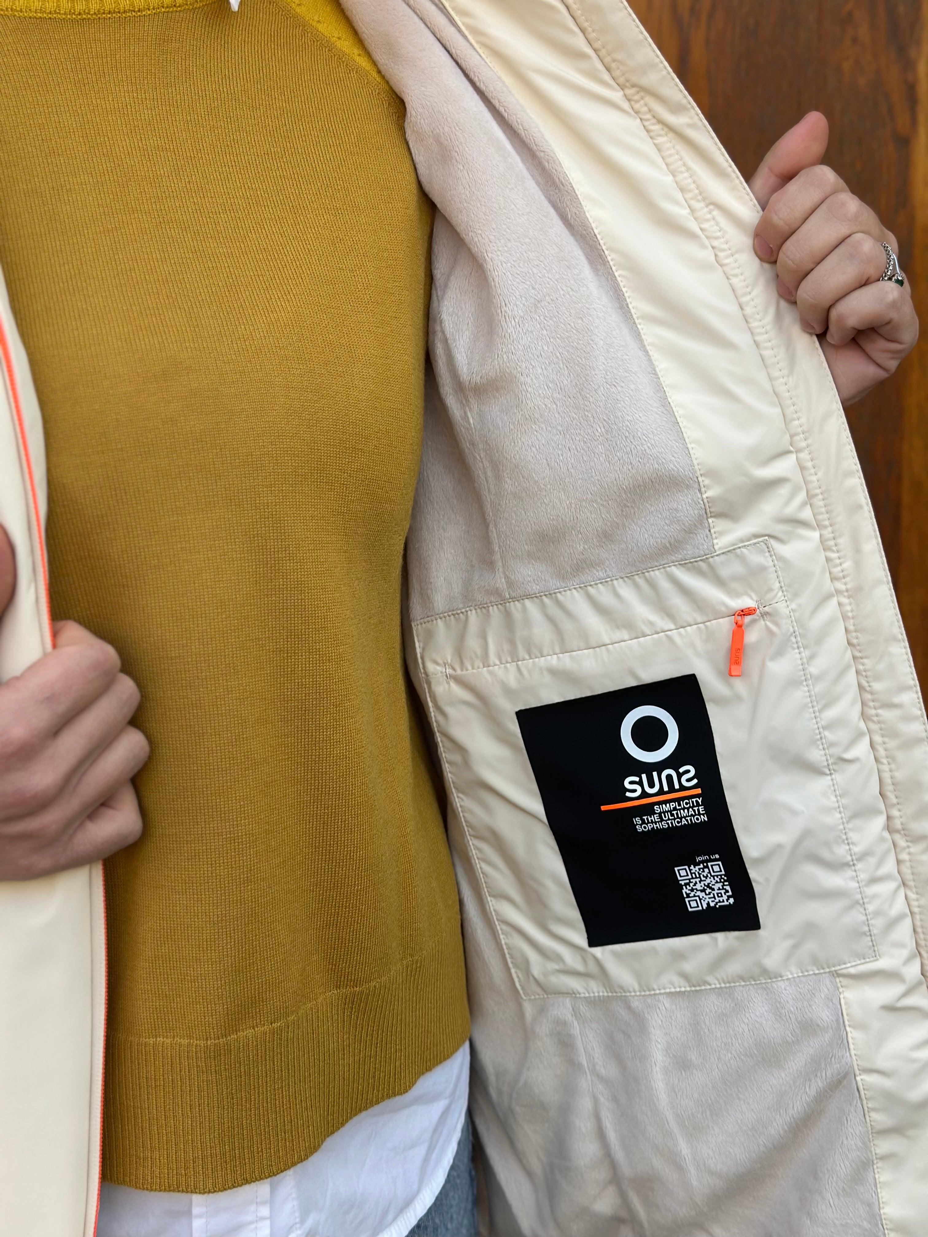 PARKA AURELIA LONG VELOUR OFF WHITE - SUNS - Marcello Fontana Shop