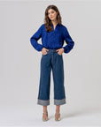 Jeans ampi con orlo risvoltato Indigo - cod. 556BAJE525_57 - SURKANA