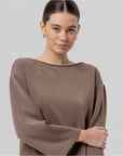 T-shirt ampia in maglia con scollo barca tortora - cod. 556BAMU018_104 - SURKANA