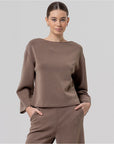 T-shirt ampia in maglia con scollo barca tortora - cod. 556BAMU018_104 - SURKANA