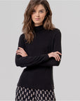 T-shirt a collo alto in bambù Nero - cod. 556BAUM012_00 - SURKANA