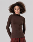 T-shirt a collo alto in bambù Cioccolato - cod. 556BAUM012_84 - SURKANA