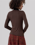 T-shirt a collo alto in bambù Cioccolato - cod. 556BAUM012_84 - SURKANA