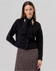 Cardigan in maglia con scollo a V e fiocco Nero - cod. 556BAZU333_00 - SURKANA