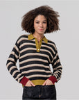 Maglione con collo polo a righe Nero - cod.  556FUNN233_00 - SURKANA