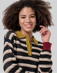Maglione con collo polo a righe Nero - cod.  556FUNN233_00 - SURKANA