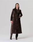 Cappotto lungo in velluto con revers Cioccolato - cod. 566BARO422_84 - SURKANA