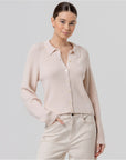Cardigan in maglia con collo a camicia Crudo - cod. 566BAZY333_02 - SURKANA