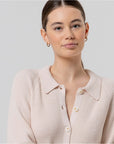 Cardigan in maglia con collo a camicia Crudo - cod. 566BAZY333_02 - SURKANA