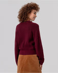 Cardigan in maglia con collo a camicia Bordeaux - cod. 566BAZY333-41 - SURKANA