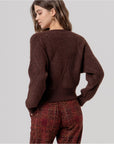 Cardigan girocollo con trecce Cioccolato - cod. 566SANI333_84 - SURKANA