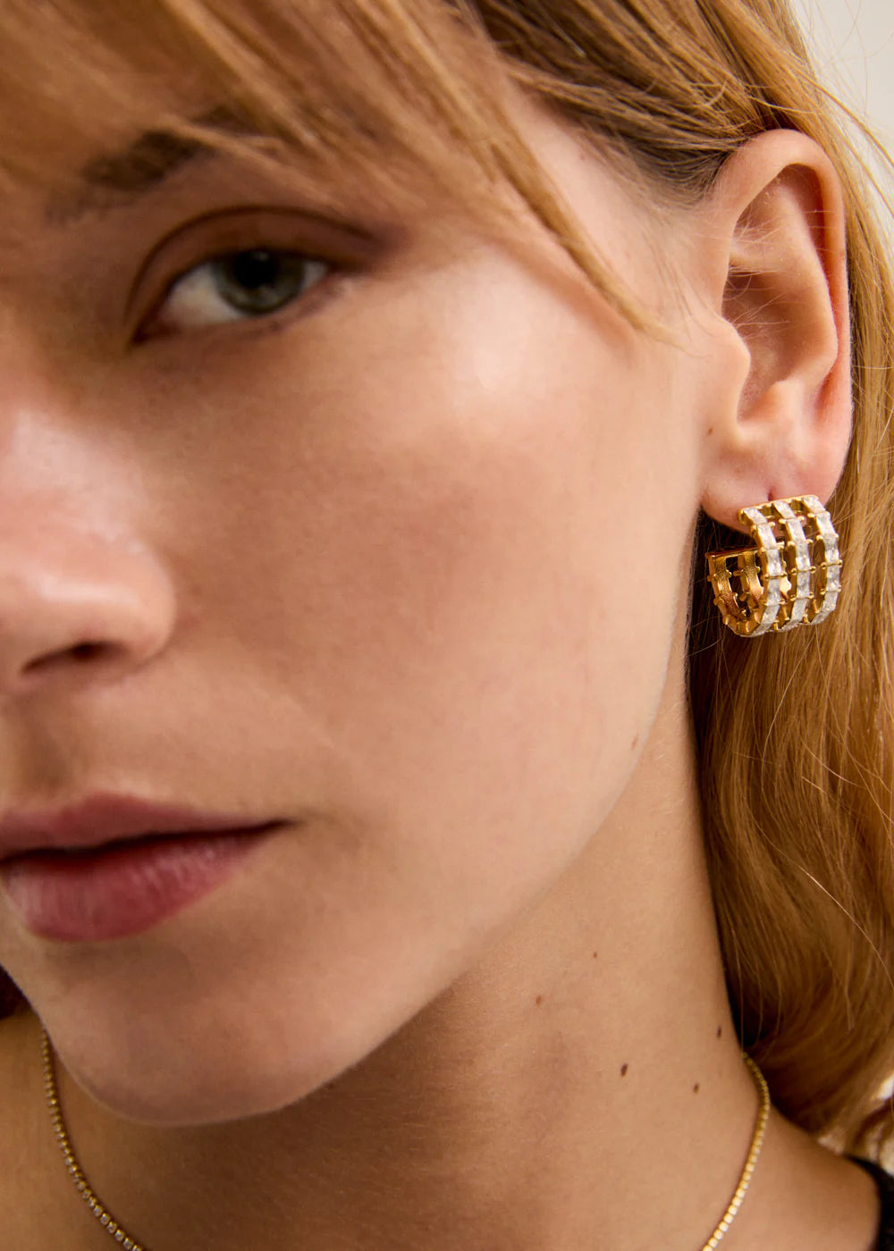 ORECCHINI 3 CERCHI CON PIETRE ACC.INO. ORO - NALI' - Marcello Fontana Shop